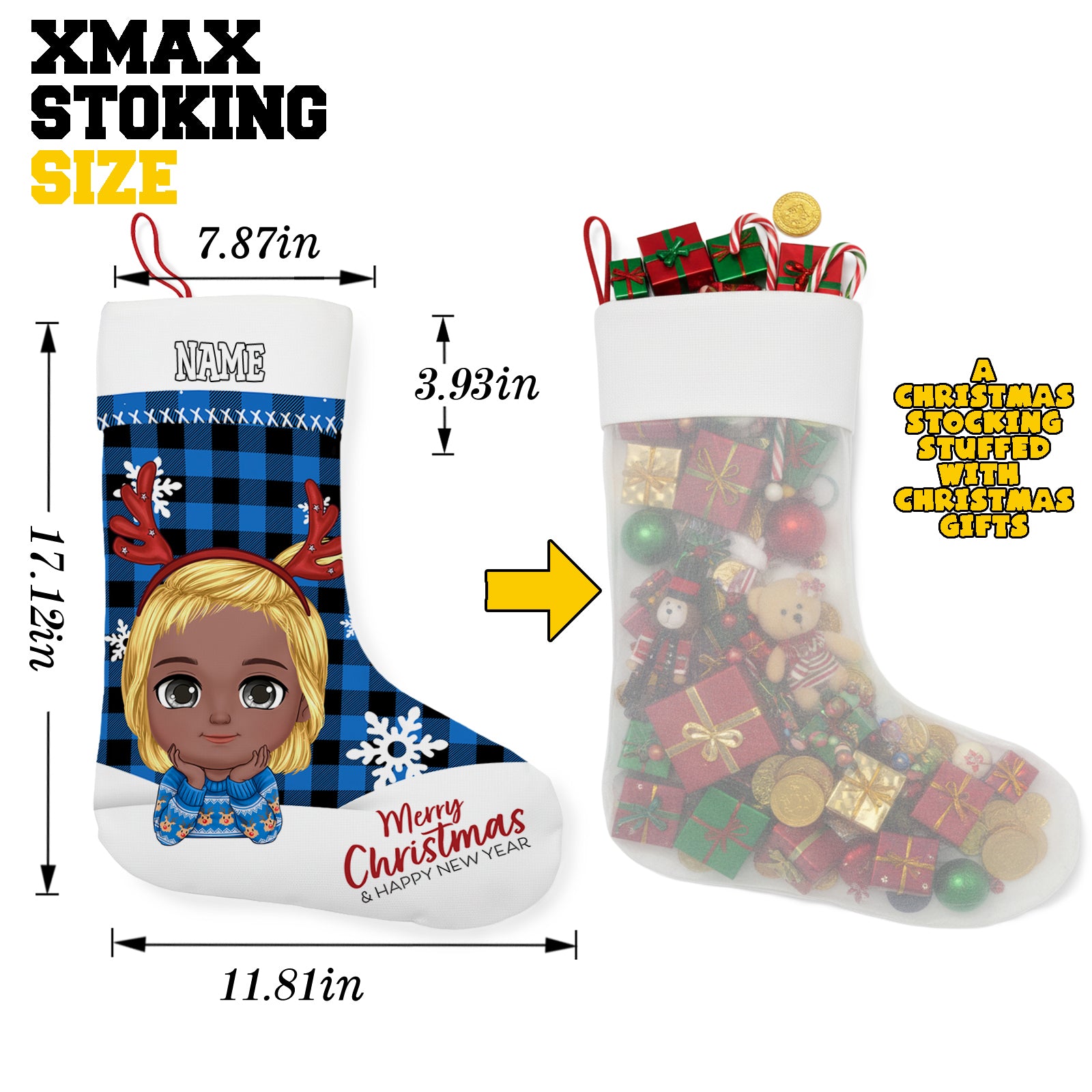 Personalized Portrait Christmas Stocking