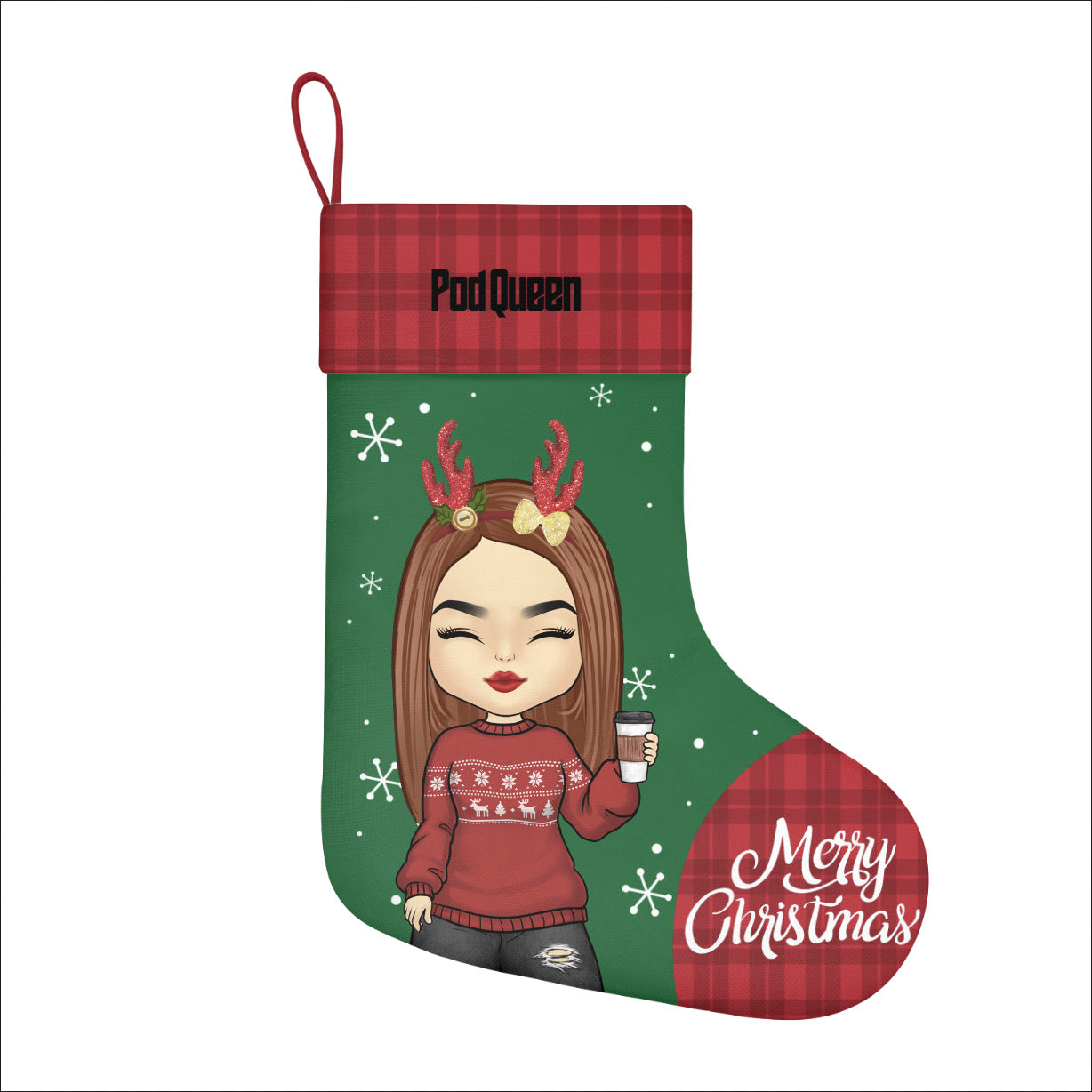 卡通人物亚麻圣诞袜-effect-image